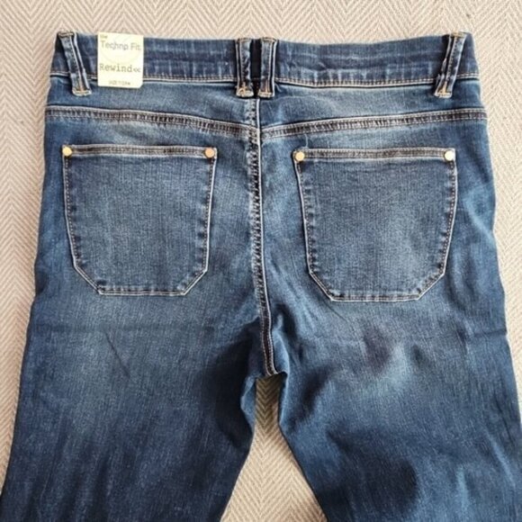 Rewind Jeans Women's Size 7/28W (28x27) Black Racing Stripe Dark Blue RP2243ZGEH - Picture 13 of 16